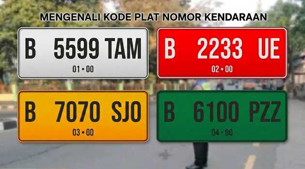 kode plat nomor belakang kendaraan