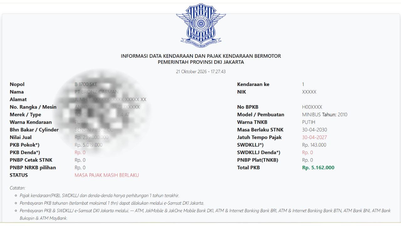 Cek Pajak Tanpa Nik